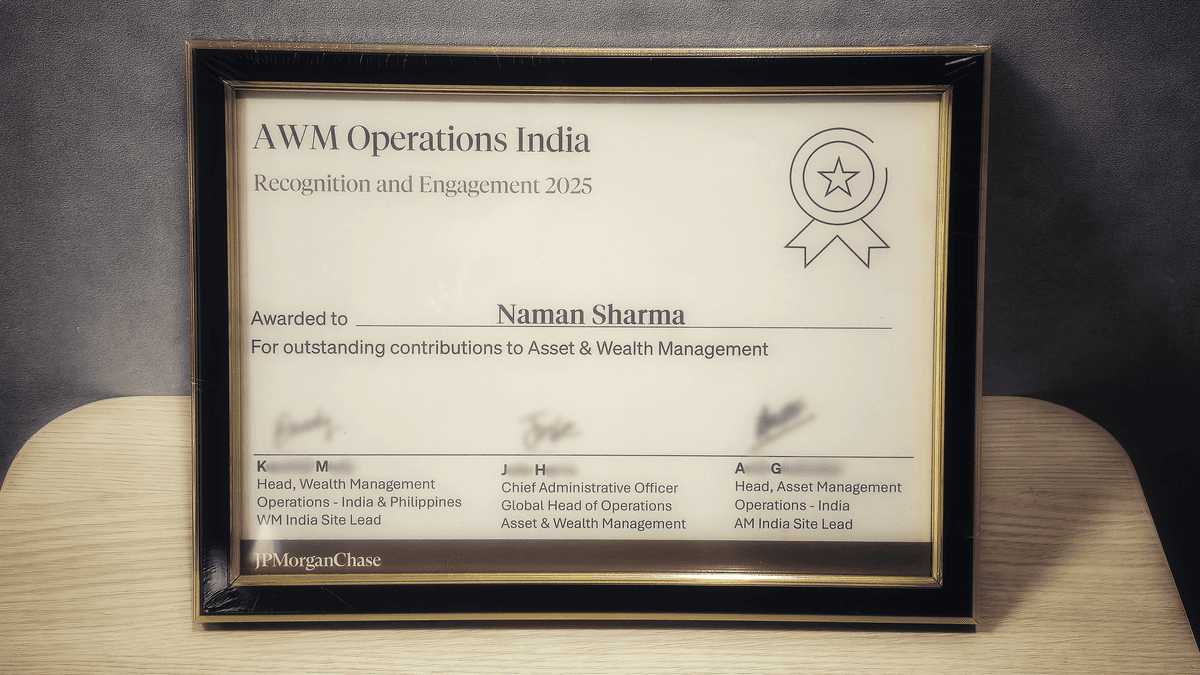 AWM Operations India Recognition & Engagement 2025 — Naman Sharma